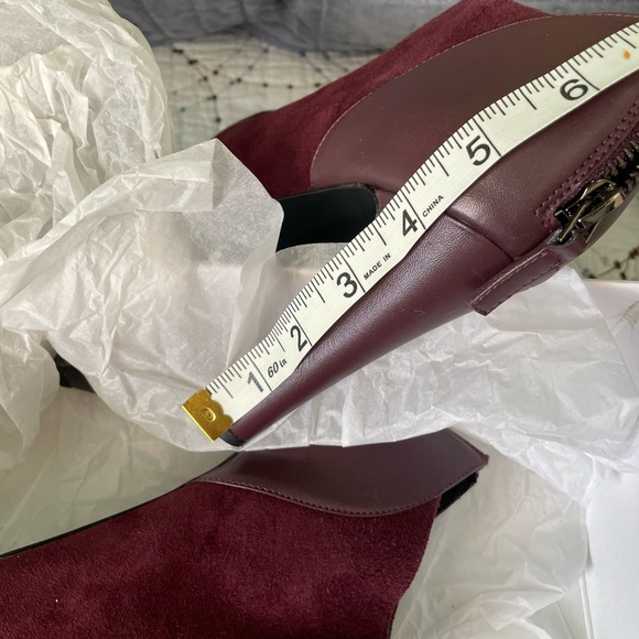 NINE WEST 'Brienne' High Heel Wine Suede Booties, Shooties 7.5M like-new in box - Picture 6 of 8